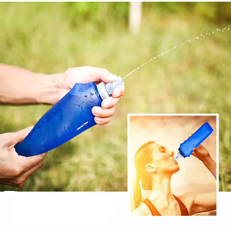 Wide Mouth BPA Free Sport Soft Flask Water Bottle 500ml for Travel