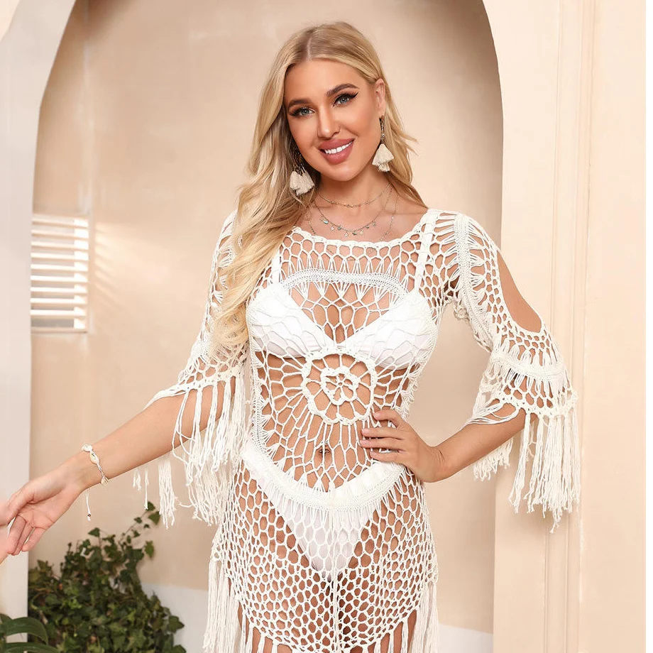 Beach Dresses Crochet Knit Cover Up Beach Dress Summer Holiday Fashion Sexy Dress
