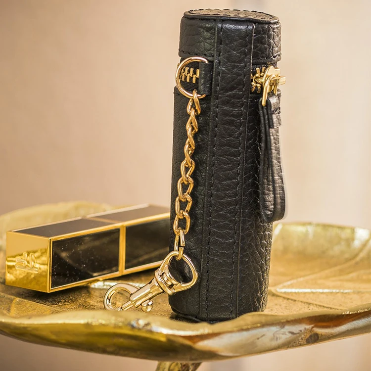 Waterproof Cute Mini Pu Lippie Box Leather Lipstick Pouch Sleeve For Elegant Ladies Lip Gloss Case Holder With Zipper Key Chain
