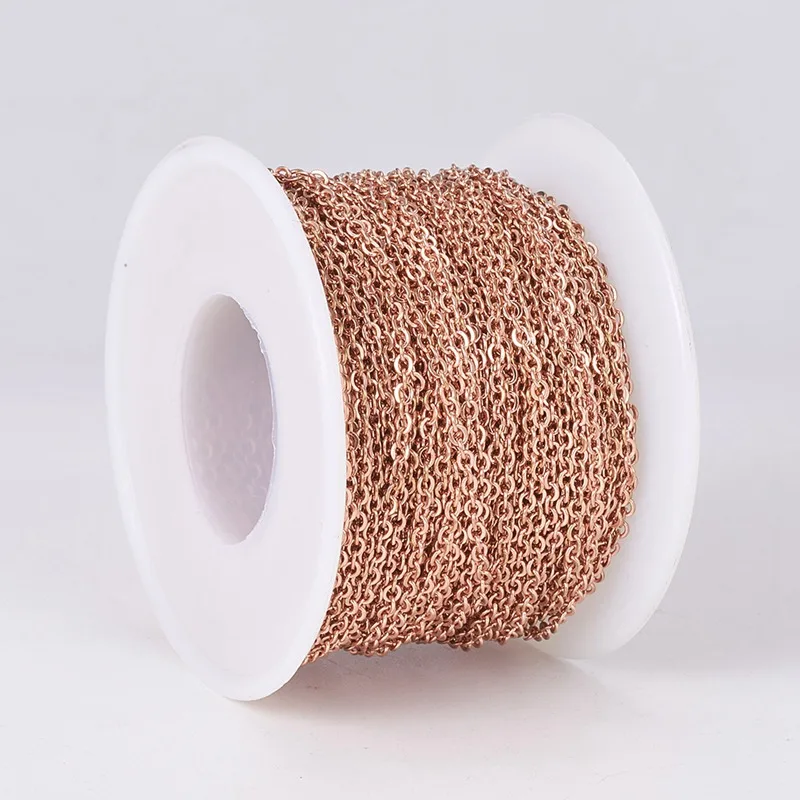 PandaHall 2mm Rose Gold 304 Stainless Steel Soldered Cable Chain