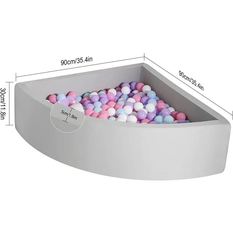 Kids Memory Foam Ball Pit Fan-Shape Ball Pits for Toddlers Babies Foldable & Portable Soft Ball Pool