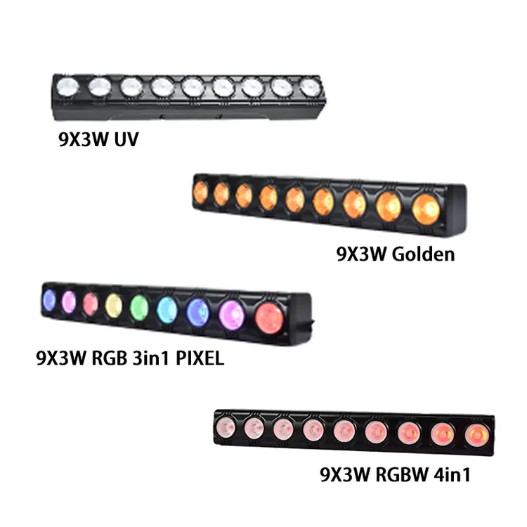 2024 New 9pcs 3W RGB 3-in-1 DMX Light Bar Wholesale Mini Matrix Bar Stage Light