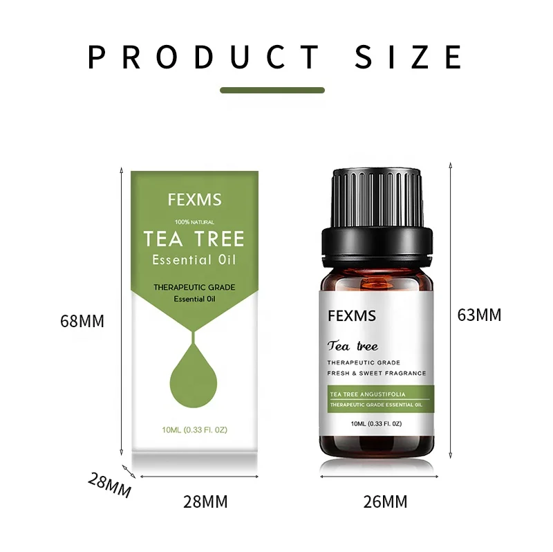 FEXMS Tea Tree Essential Oil 10ml 100% Pure And Natural Tea Tree Oil for Skin Body Massage and Aromatherapy