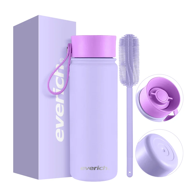 Everich Eco friendly 24oz 32oz Sport water bottles 304 Stainless steel bottles lead free tumbler  with all round drinking lid