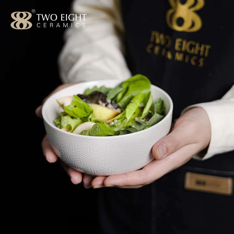 New Bone China Embossed Striped Microwave Oven & Dishwasher Safe Porcelain Set Dinnerware Geometric White Ceramic Dinner Plates