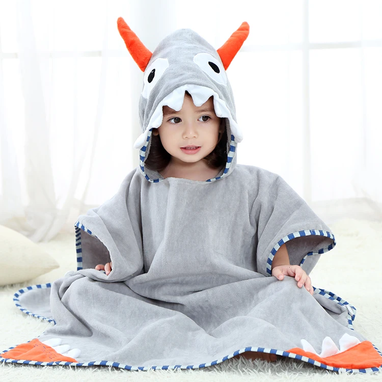 MICHLEY Baby Bathrobe Cartoon Bath Towels Of Kids Animals Hooded Robe Children For Beach Swimming Poncho