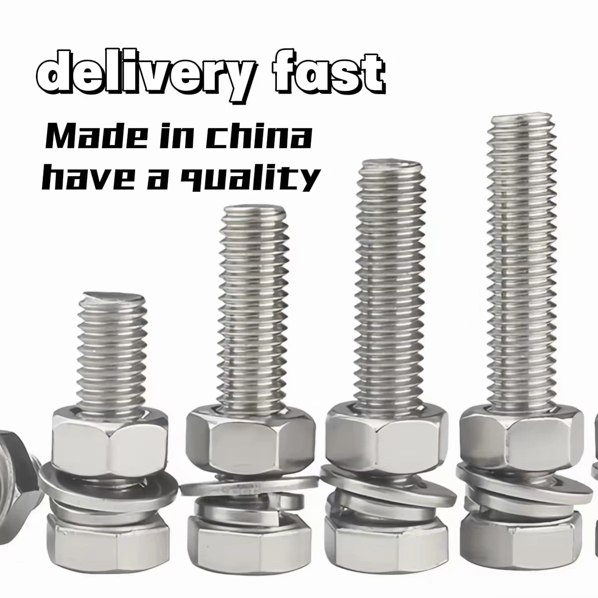 201 Stainless steel outer hexagon bolt and nut set Screw washer set M6M8M10M12*16-20-150