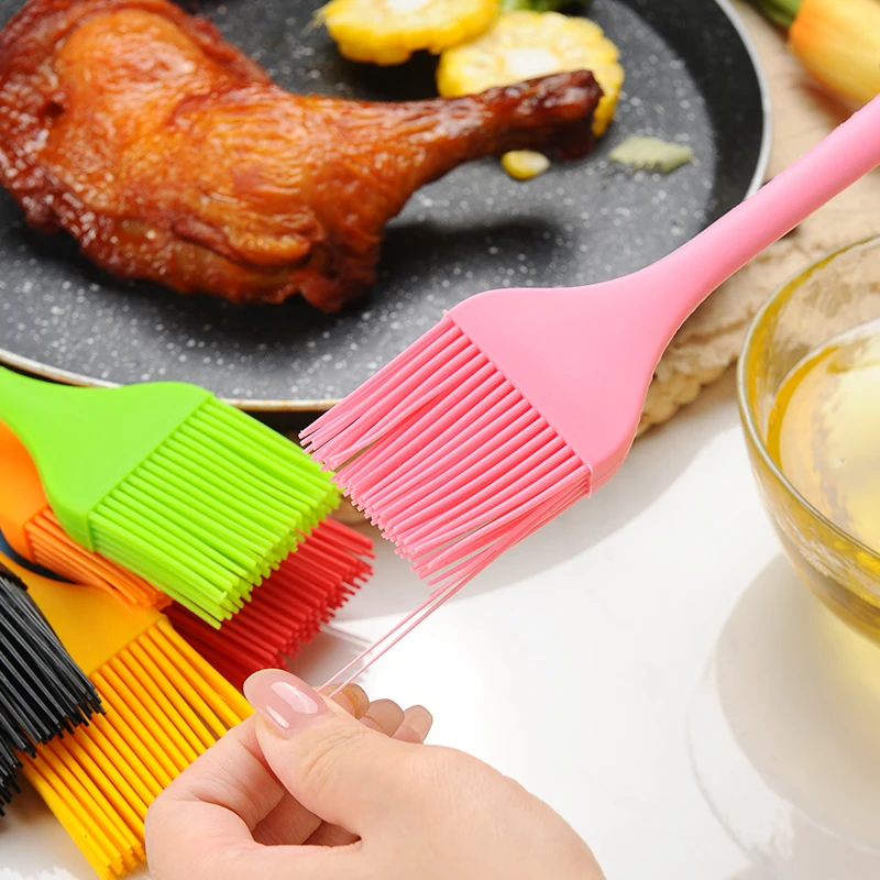 Food Grade Silicone Basting Brush Heat Resistant Pastry BBQ Grill Brush with Sticks Kitchen Cleaning Accessory for Home Use