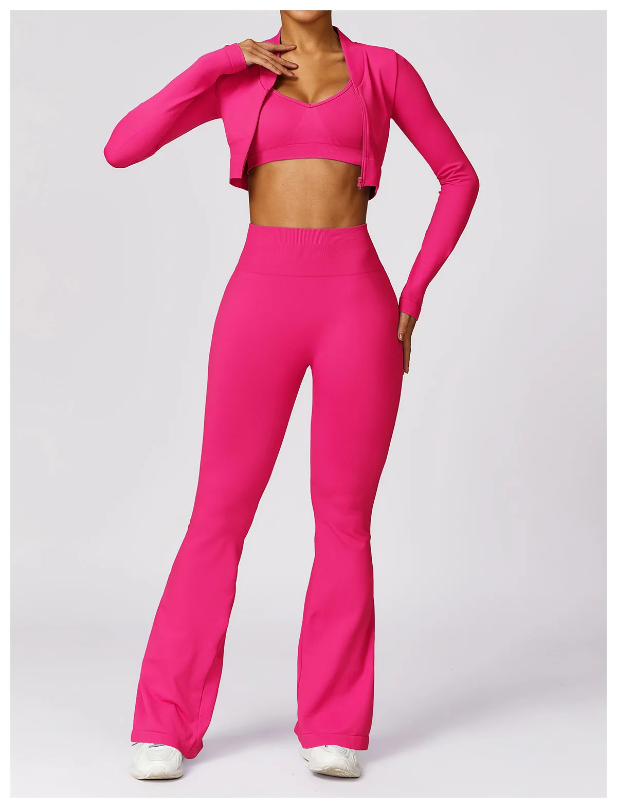 New arrivals 2024 spring gym fitness sports yoga coats leggings stretchy 3 piece pants set