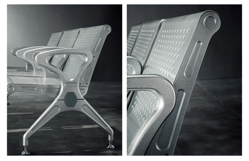 Public area Metal Frame 1.5mm airport waiting chair 1-3 Seater Accompany Wait Chair