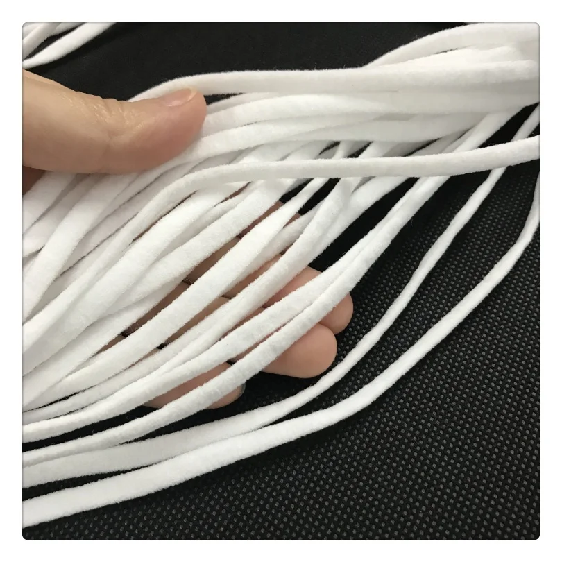 
Elastic rope ear loop adjuster 5mm flat polyester + spandex earloop for maskes 