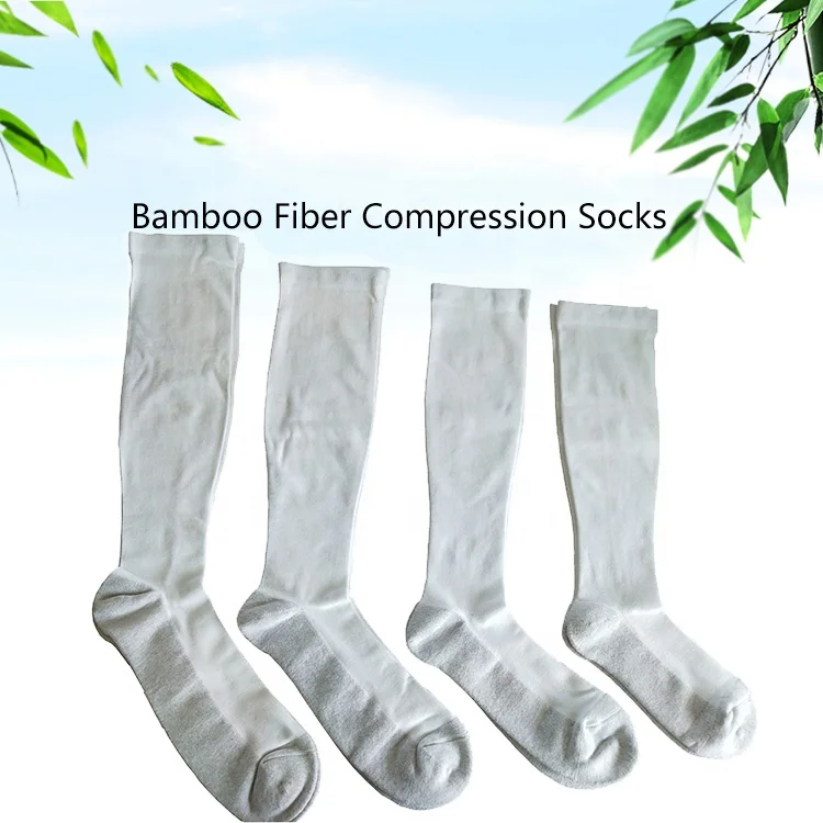 Custom bamboo spandex socks manufacturers anti-odor breathable 15-20mmhg white compression bamboo fiber silver socks for work