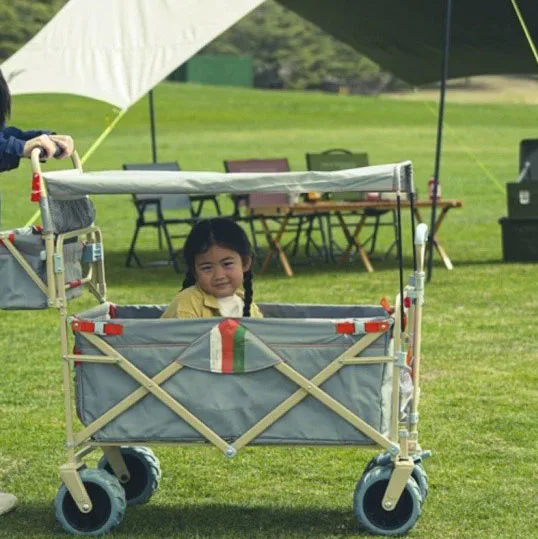 Outdoor campervan Push-pull Sun protection picnic cart Table board camping trailer foldable