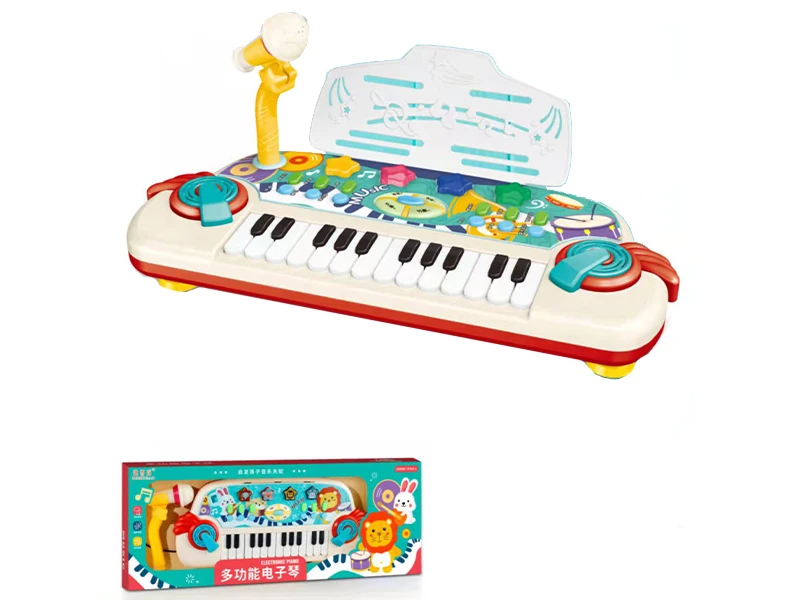 ABS material microphone amplification MP3 function sequence play song recording 37-key purple electronic organ set for kids