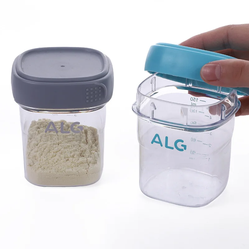 Portable multifunctional anti bloating wide caliber baby feeding bottle square baby food storage bottle