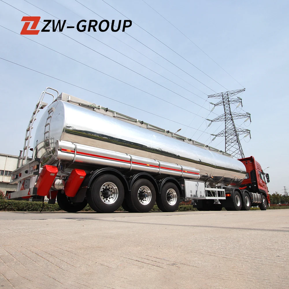 ZW Group 3 Axle 45000L Stainless Steel Tanker Fuel Oil Tanker Semi Trailer for Oman