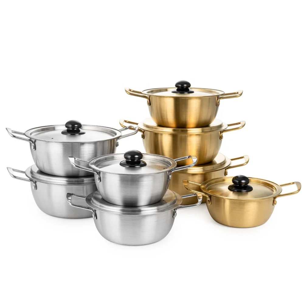 Kitchenware Korean Gold Silver Noodle Ramen Pot Double Ear Soybean Paste Soup Pot Cooking Pot