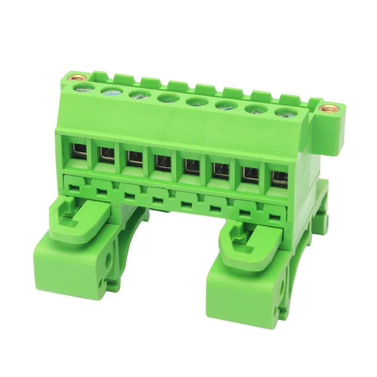 5.08mm pitch Rail panel mounting pluggable terminal block connector with side fixed screws flange