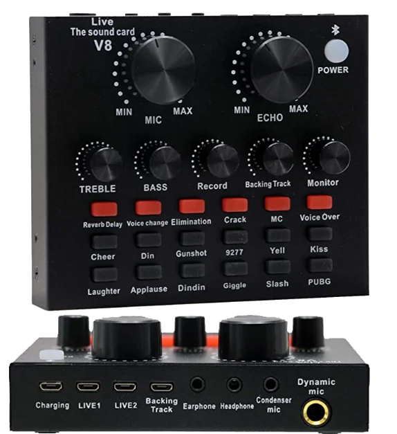 2021 Hot sale studio sound card V8 sound card live stream