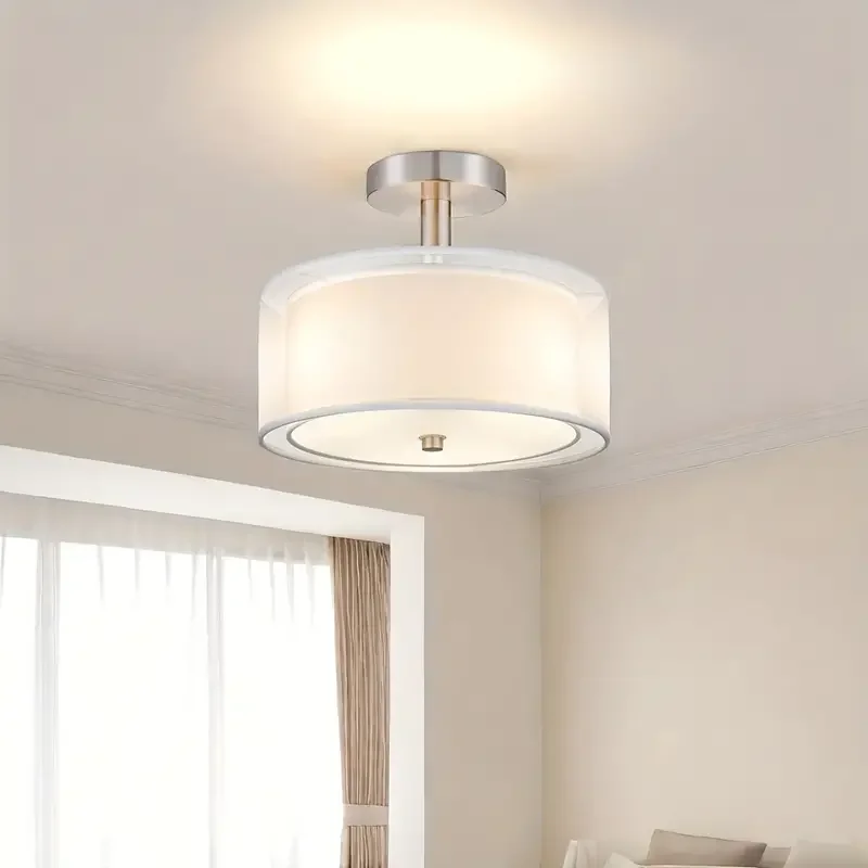 American style ceiling lamp fabric double-layer side hanging surface hanging E26 lamp head ceiling lamp