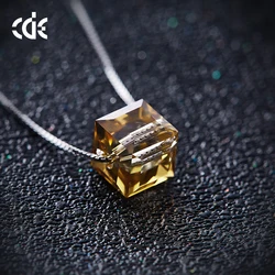 Fashion Women Cube Necklace Custom Crystal Silver Fashion Jewelry