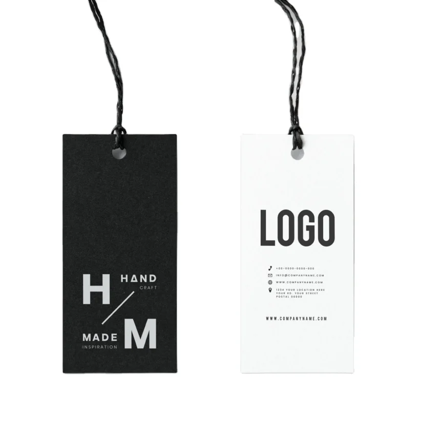 Cheap Custom Design Printing Name Logo Paper Garment Hangtag Labels Clothing Hang Tags with String for Clothes