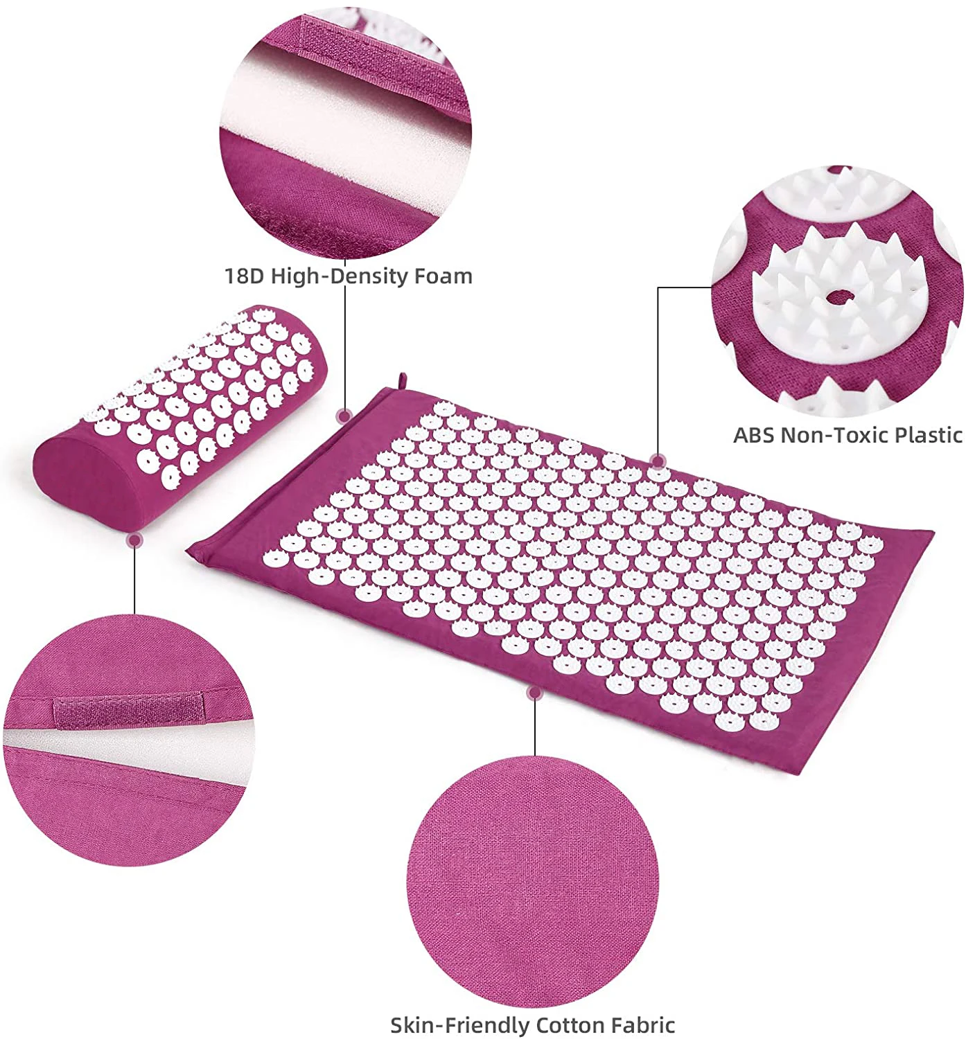 Bilink custom printed Anti Tear Bed Of Nail Acupuncture And Pillow Therapy Acupressure Mat