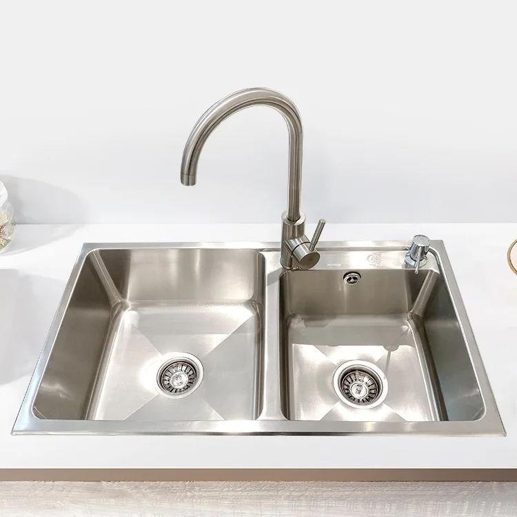 Hot Sale Commercial Kitchen Kitchen Vegetable Stainless Steel Double Bowl Sink
