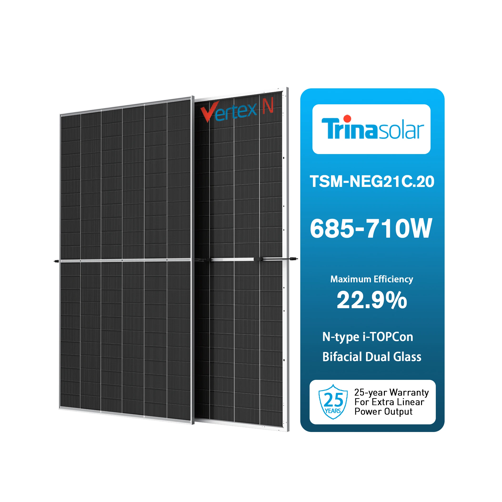 Trina Solar Panels TSM-NEG21C.20 Bificial Dual Glass PV Module 685W 690W 695W 700W 705W 710W Solar Panels