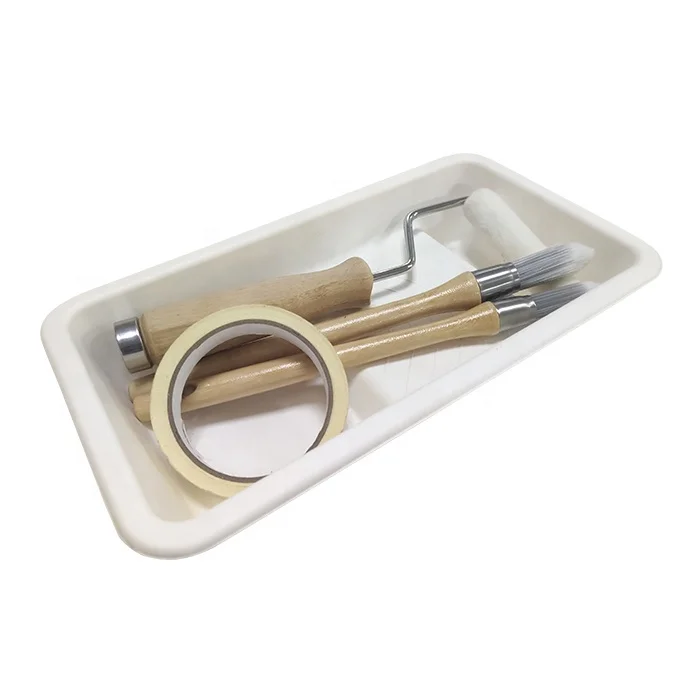wholesale Interior Paint tools accessories Palette bagasse paper material paint tray set decorative Paint roller brushes