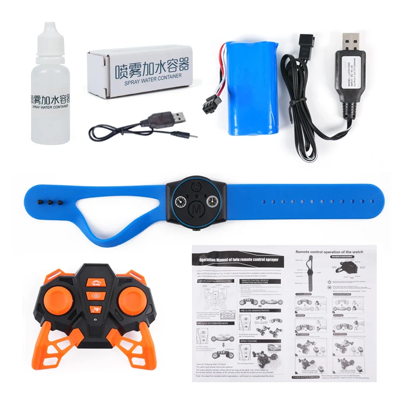 2.4G Hand Watch Gesture Sensing Control Off Road Double Side Spray RC Climbing Stunt Car With Flashing Light