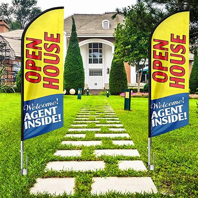 Huiyi Customized Printing Beach Flags Factory price Feather Teardrop Advertising China Banner Flag