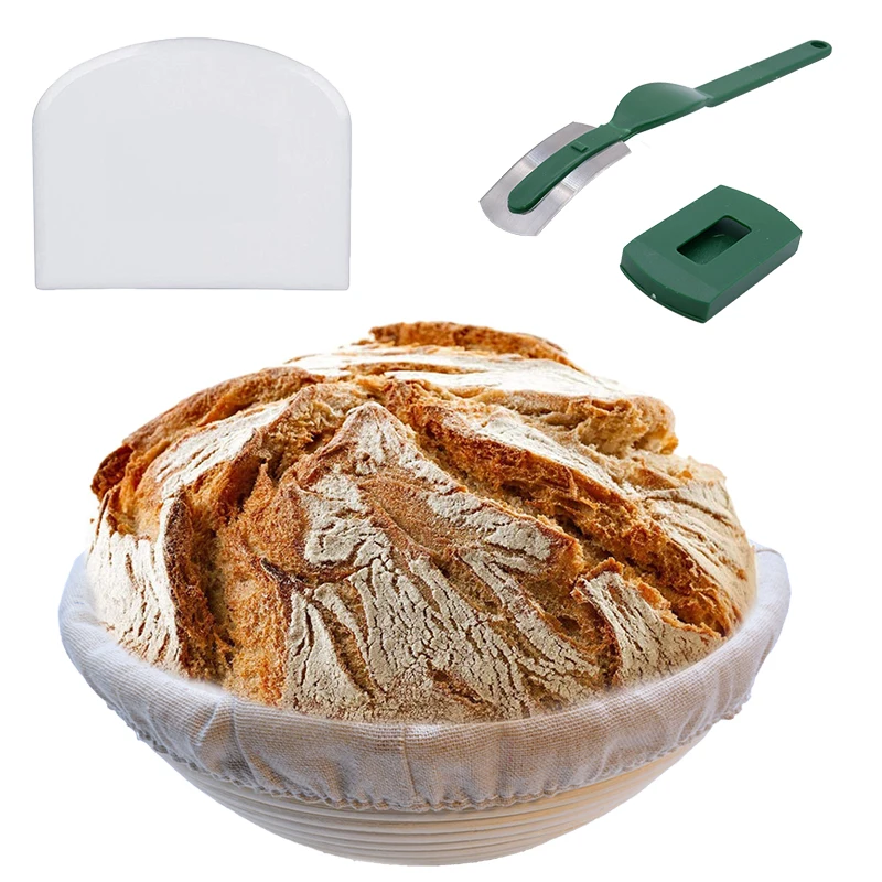 10inch Sourdough Bread Banneton Basket Set Bread Mold Rattan Bread Proofing Basket Mold Dough Scraper Bakeware Baking Tools