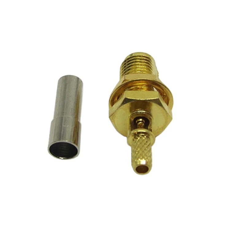 High quality full brass RF Coaxial straight RP SMA female reverse sky window connector for RG174 cable