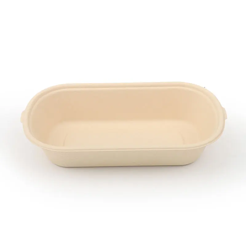 BPI  FSC Biodegradable Tableware PFAS Free Microwavable Food Container Disposable Bamboo Pulp Plate 850ml Lunch Bento Box