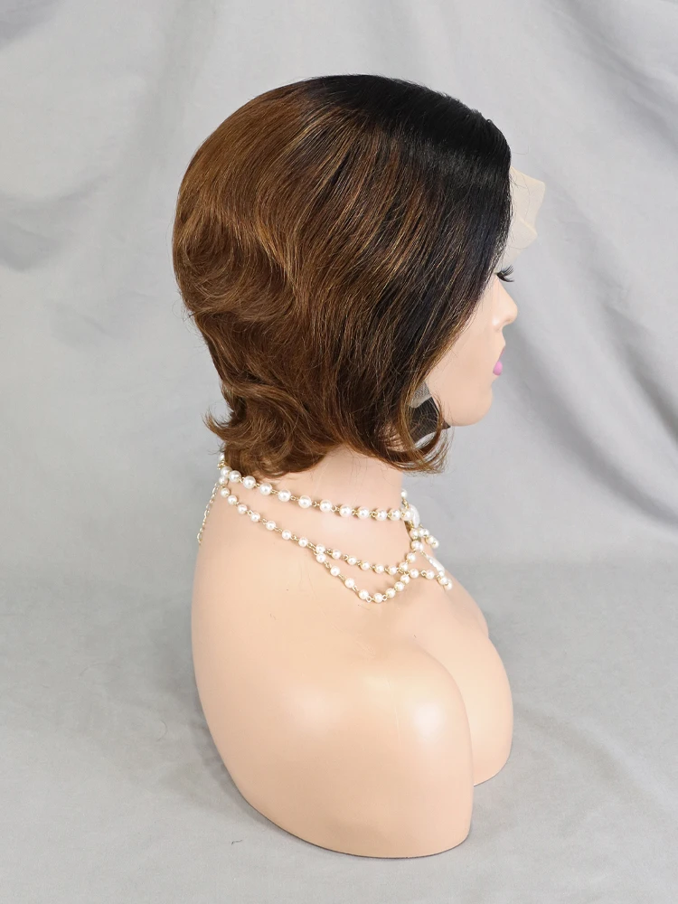 Virgin Human Hair Vendor Wholesale Short Pixie Cut Wigs Cuticle Aligned Bob Wigs Burgundy Color 99J Lace Front Wig Indian Hair