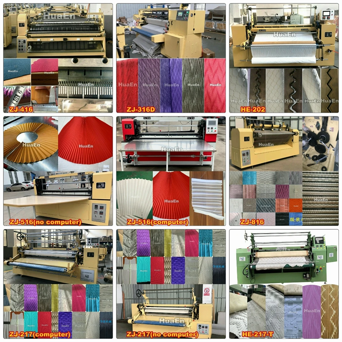 Factory manufacturer HuaEn chemical fiber fabric saree chiffon fur leather flat knife fir bamboo pleat waffle cube pleat machine