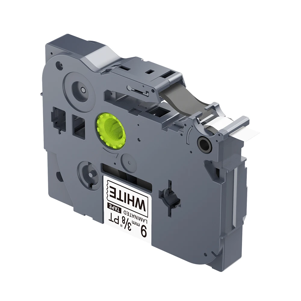 Compatible Tz Laminated Label Tape Tze221 TZ2-221 Tz 221 9mm*8m Black on White Label Tape Printer Ribbon  for Brother PET/ABS