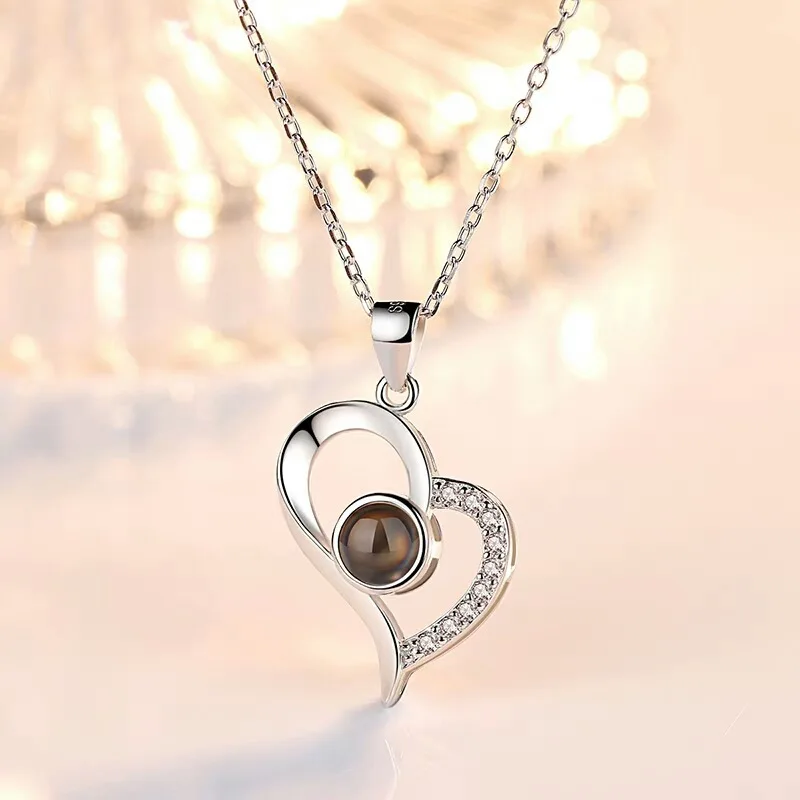 Best Gift For Lovers Wholesale 2020 Unique Present Woman Man Her Valentine Day Pendant 100 Language I Love You Necklace