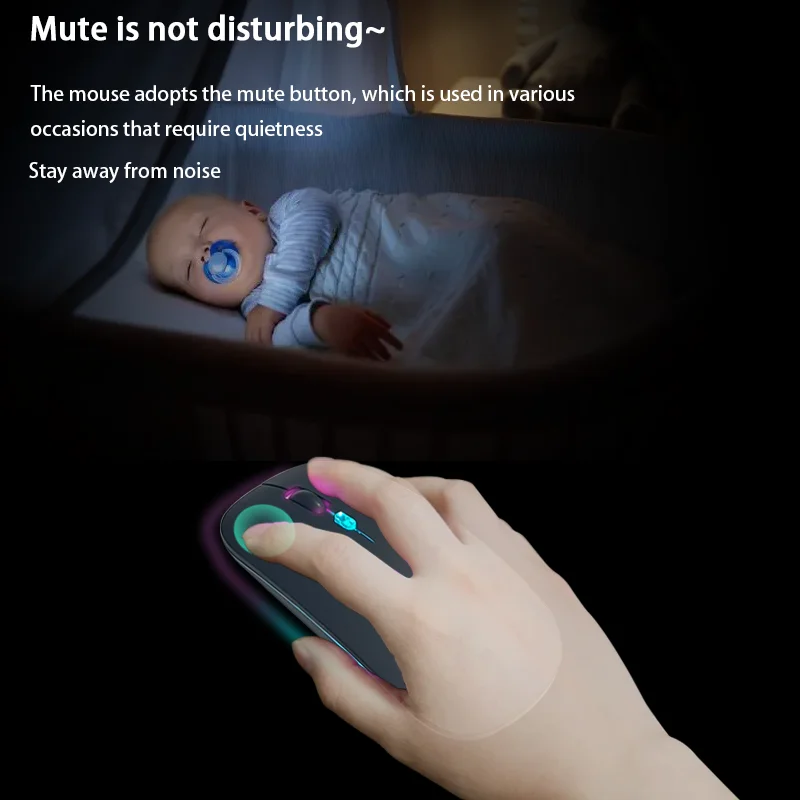 2022 New Ultra-thin Mini Wireless Mouse Silent Mute Rechargeable Led Colorful Lights Computer Mouse