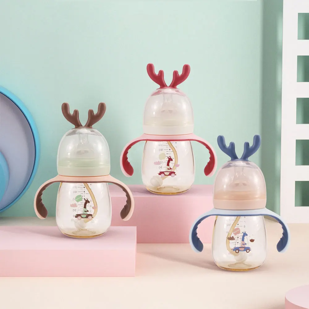 240ml/300ml Plastic Feeding Marked Baby Bottle Baby Milk Bottle with Soft Nipple and Leak Proof Baby Feeding Bottle