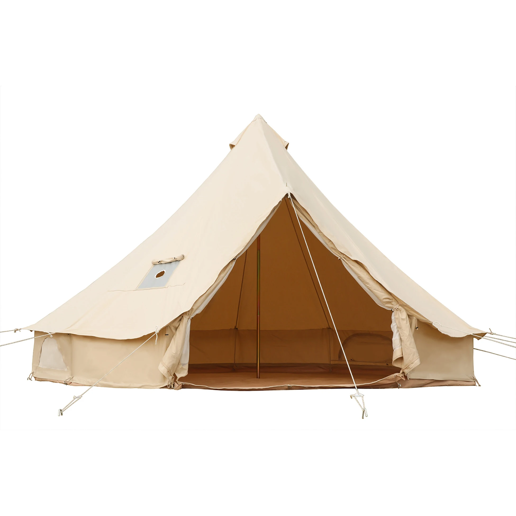 Custom fire resistant and mildew resistant double door cotton canvas bell tent 5m 6m glamping outdoor tents