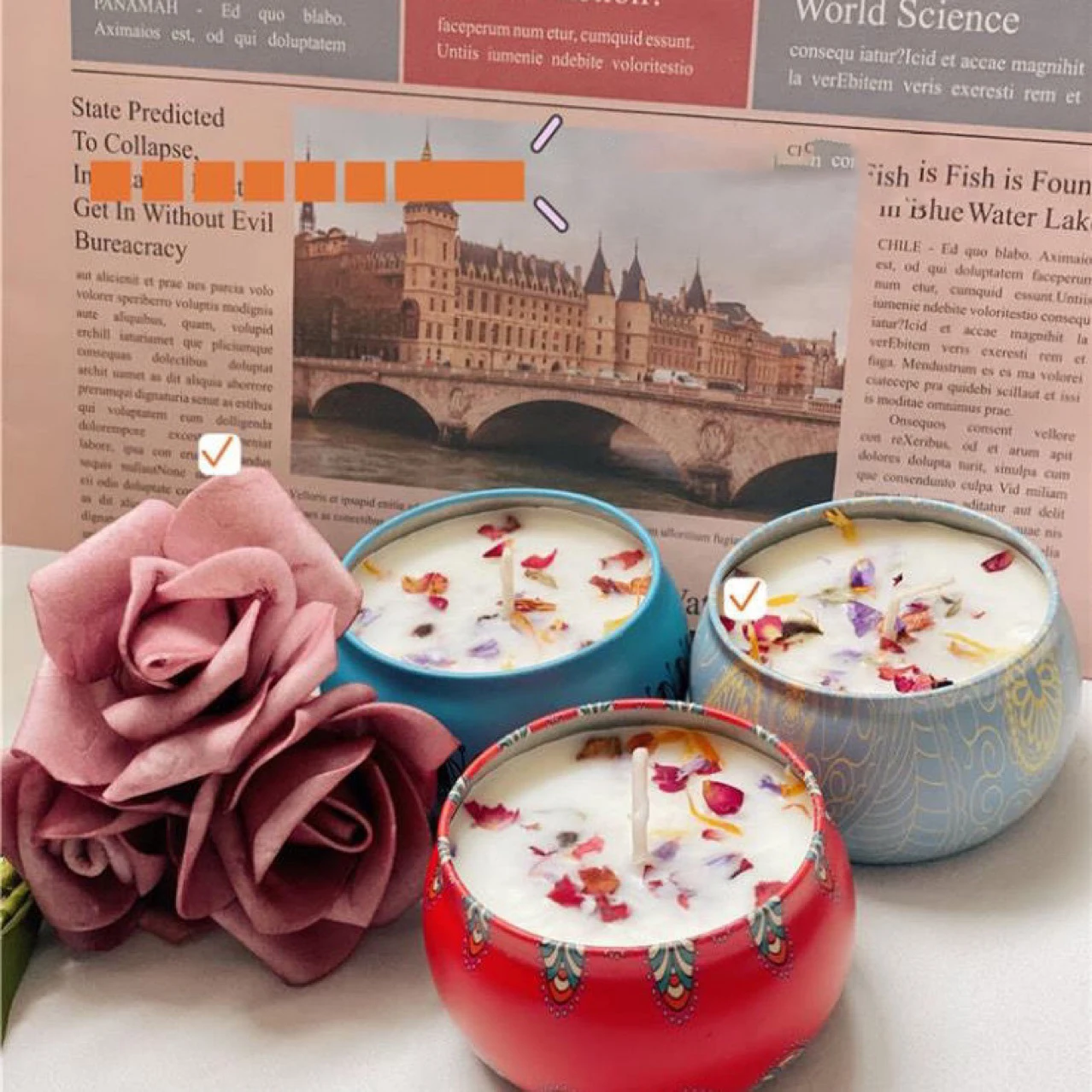 Vintage Ethnic Soy Wax Dried Flower Scented Candles Fragrant Scented Candles for Party Wedding Gift for Home