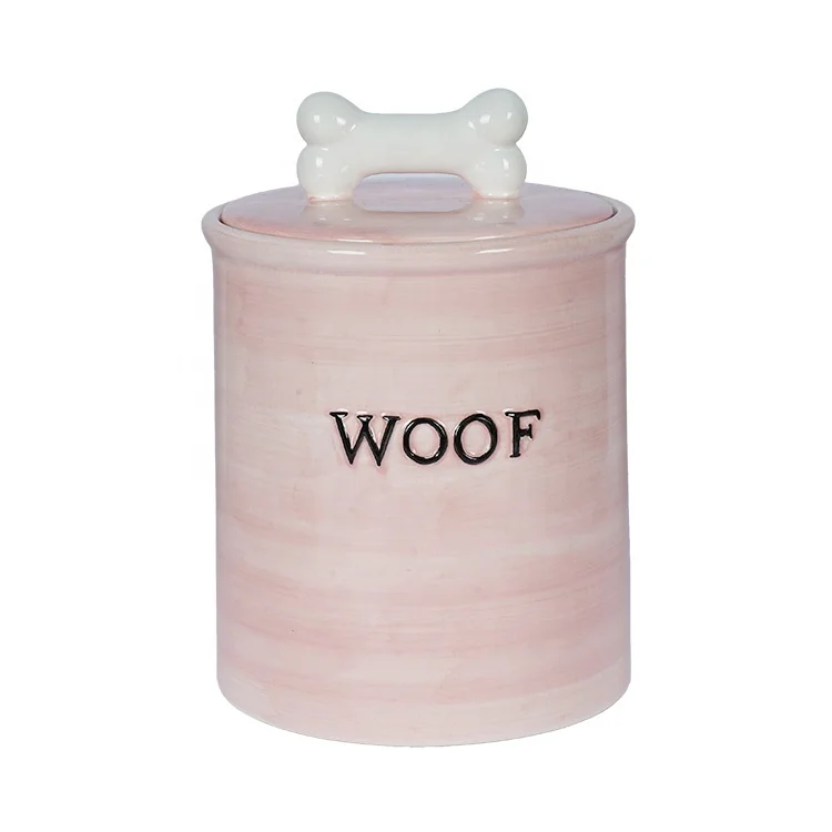 Customized Wholesale Food Storage Ceramic Dog Cat Pet Treat Jar