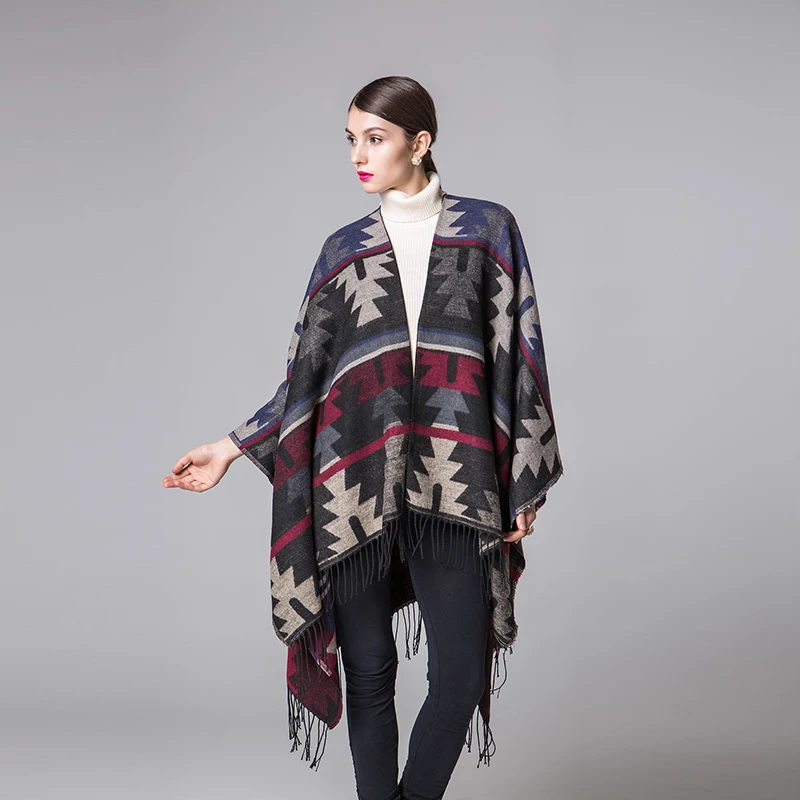 modern Women New Gradient Pattern Long Stole Scarves Shawl Scarf Wrap Poncho Embroidery Neckerchief Tippet