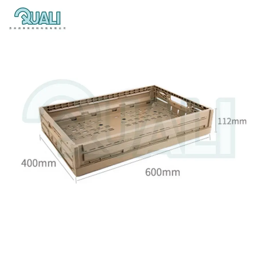 Quali Wood Effect Folding Collapsible Plastic Storage Rpc Crate 600*400*220mm