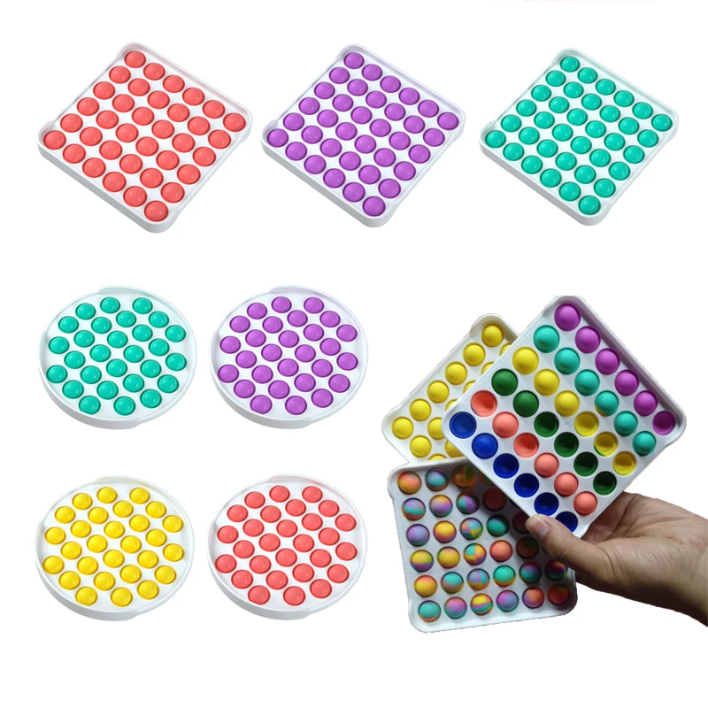 
Push Bubble Pop Fidget Toy Rainbow Circle Square Hexagon Popper for Autism Special Needs Poppet Sensory Fidget Toys 