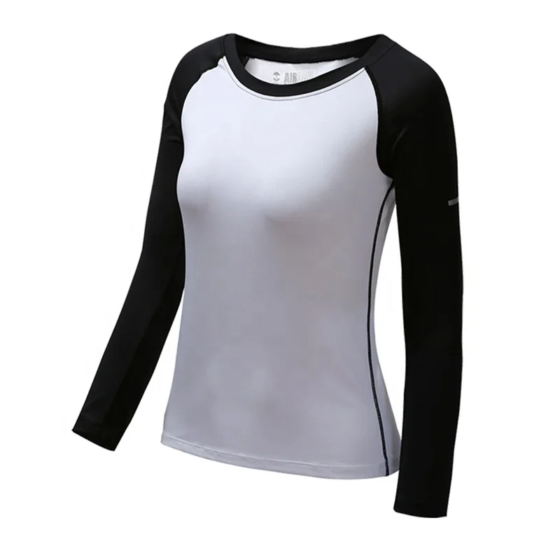 
2019 New Women Heather Fabric Slim Fit Long Sleeve Quick Dry Sports Compression T-Shirts Gym Yoga Cycling Sportswear 