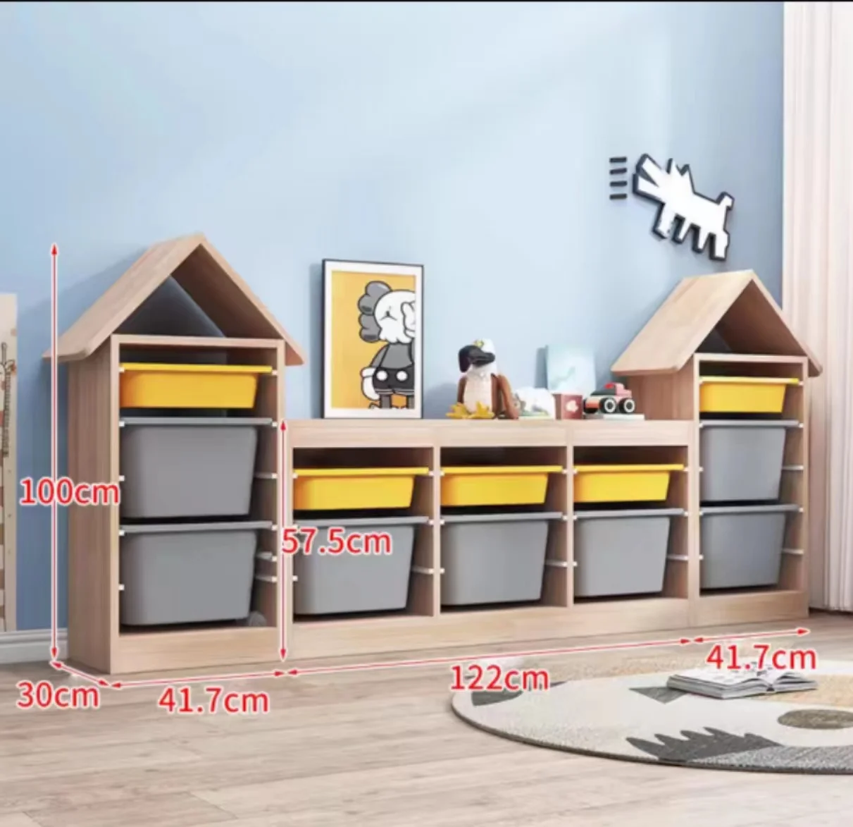 Top Kids 4-Shelf Wooden Storage Cabinet for Home and Hotel Living Room and Kitchen Toy Organizer From Kindergarten