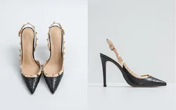 Fashion Sandal Heels 2022 Snake Print Heel Women Studded Sandals Beautiful Pencil Nude Heels